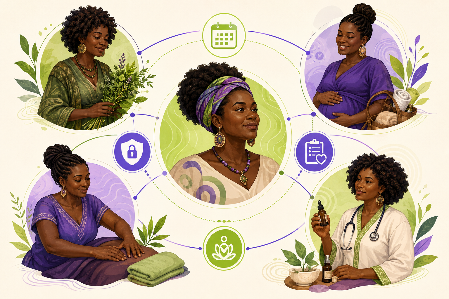 An Aboriginal Black woman connected with a holistic provider care team